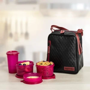 Tupperware Plastic Elegant Lunch Set for Women (Pink)1