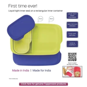 Tupperware Plastic Lunch Box, 10-inch, Multicolour (Set of 2) – 500 ml Medium Size Tiffin Box