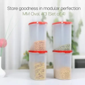 Tupperware Plastic Storage Container- 1.7 liters, 4 pieces, Multicolor