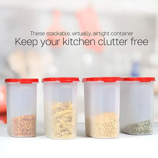 Tupperware Plastic Storage Container- 1.7 liters, 4 pieces, Multicolor4