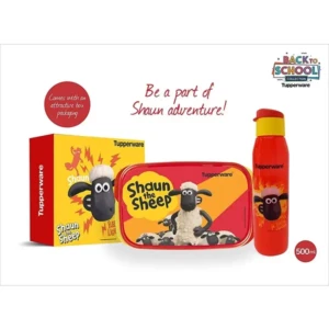 Tupperware Shaun The Sheep Kids Plastic Lunch Set, Multicolor