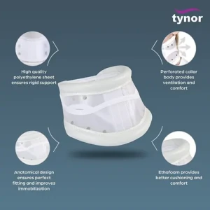 Tynor Cervical Collar Hard Adjustable White M 1 pc