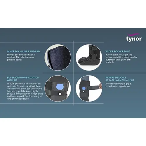 Tynor Walker Boot Air, Black, Small, 1 pc4