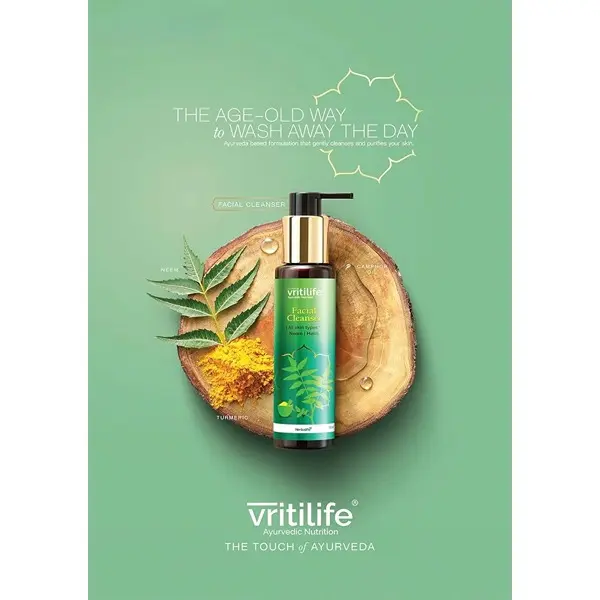 Vritilife Facial Cleanser With Neem And Turmeric, 100ML, For All Skin Types 2