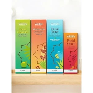 Vritilife Facial Skincare Kit Facial Cleanser, Moisturizer, Facial Toner, Facial Serum, For all skin types (330 ml) by Glorida 1