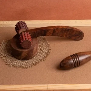 Wooden roller with spikes for Body, Stress, Acupressure, pain relief Massager (Brown)